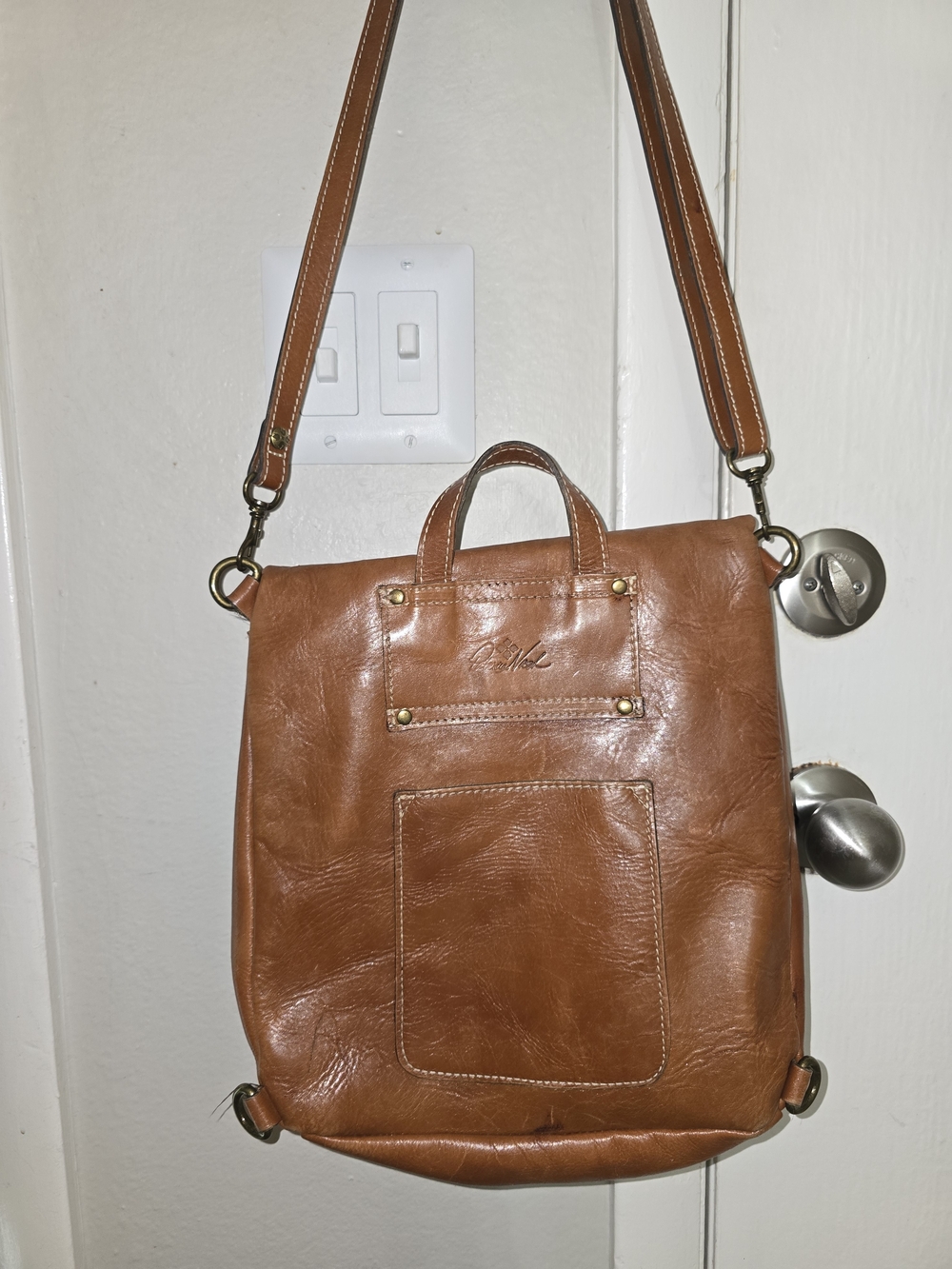 Patricia Nash Tan Leather Crossbody with Suede Interior